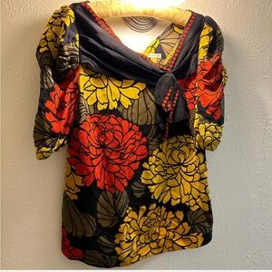 Leifsdottir Black and Yellow Floral Blouse